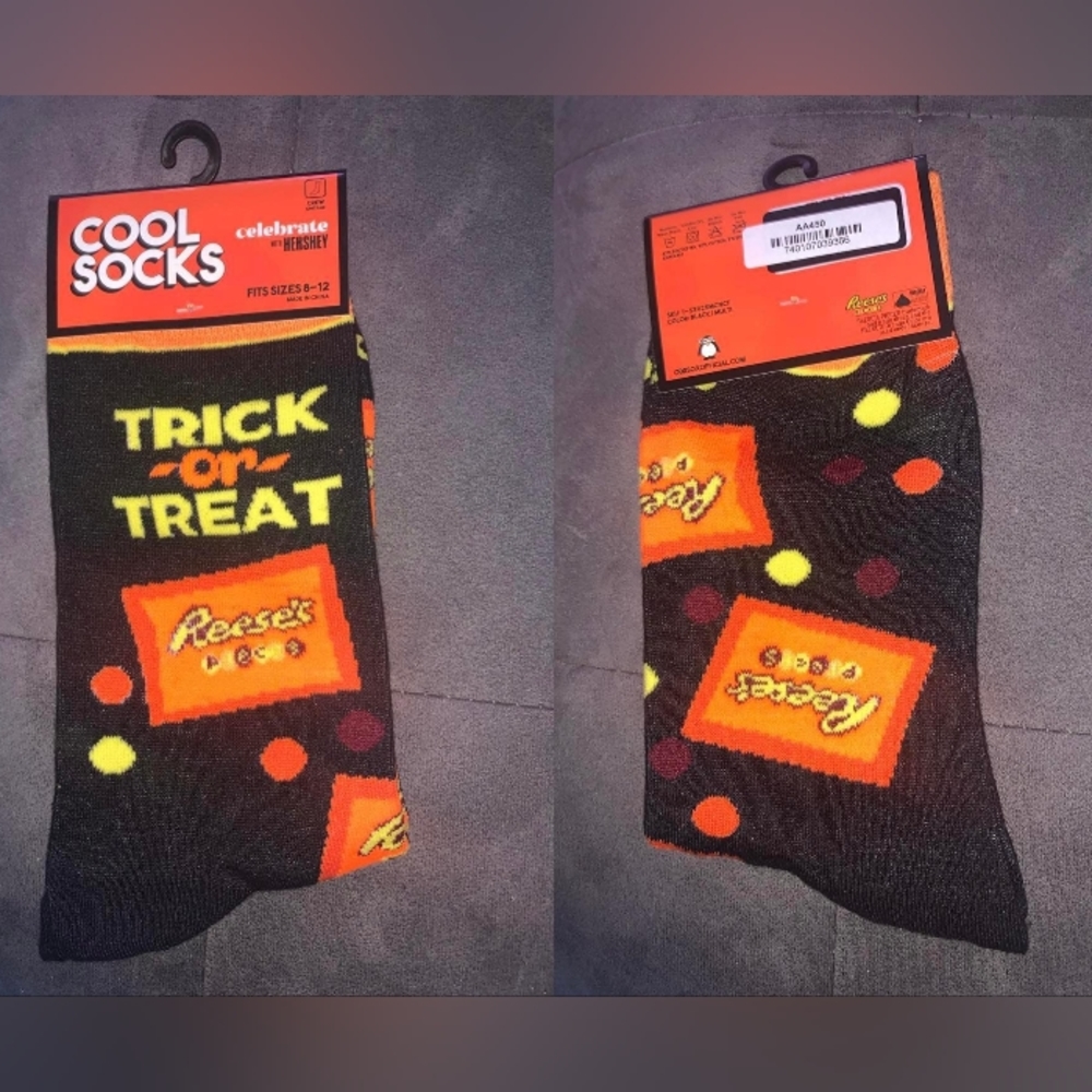 Cool Socks Celebrate Hersey Halloween Men Crew Sock 8-12